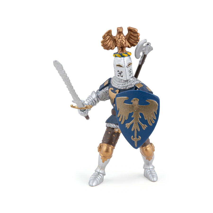 Chevalier bleu au cimier Papo en PVC, Collection Médiéval, jouet éducatif idéal pour enfants et collectionneurs