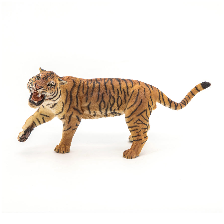Figurine Tigre rugissant Papo en PVC, thème félins, Collection Animaux sauvages, jouet éducatif idéal pour enfants et collectionneurs
