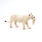 Figurine Lionne blanche avec lionceau Papo en PVC, thème félins, Collection Animaux sauvages, jouet éducatif idéal pour enfants et collectionneurs
