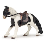 Figurine Poney avec selle Papo en PVC, Collection chevaux, jouet éducatif idéal pour enfants et collectionneurs