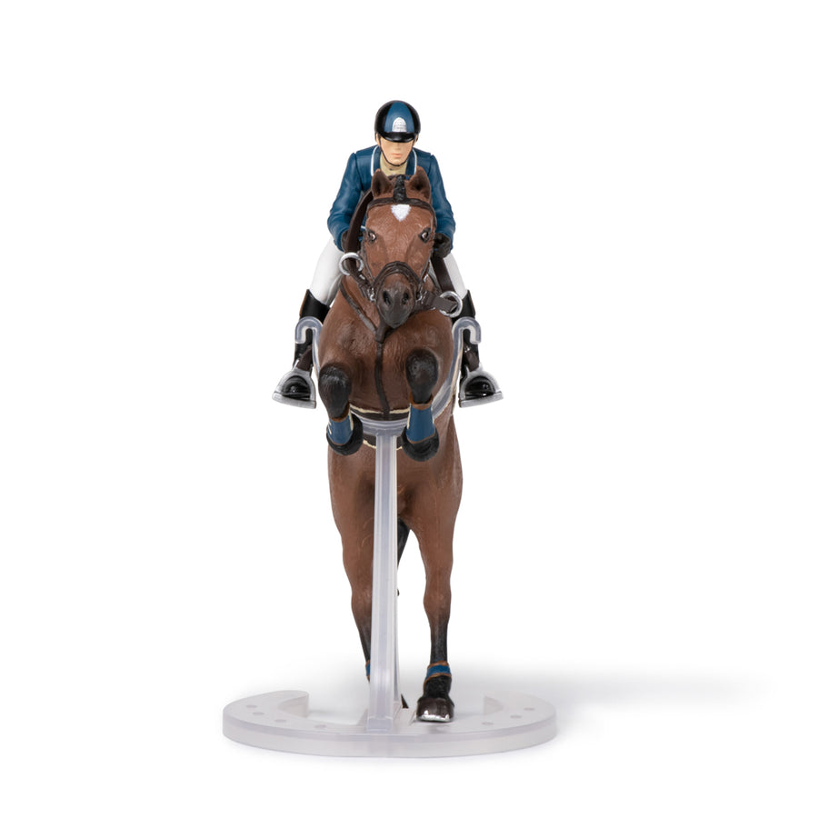 Figurine Cheval de saut d'obstacle et son cavalier Papo en PVC, Collection chevaux, jouet éducatif idéal pour enfants et collectionneurs