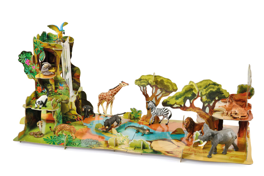 La Jungle Papo en carton renforcé, Collection Animaux sauvages, décor pour figurines, idéal pour enfants